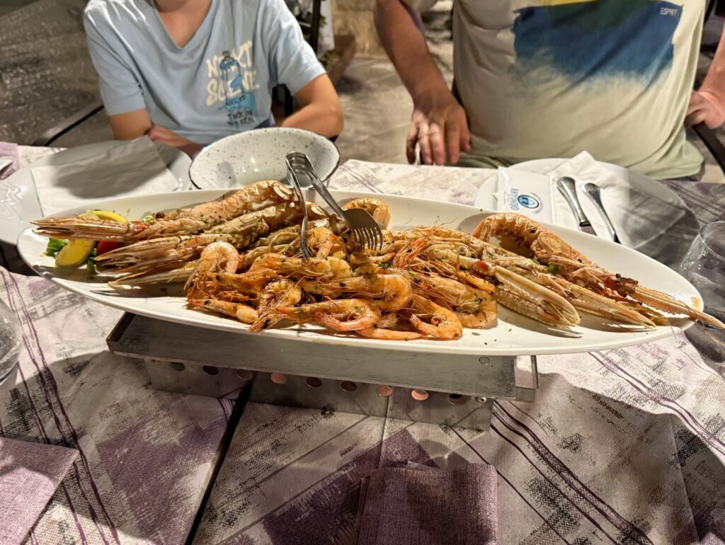 gegrillte Scampi im Restaurant Antonio in Rogoznica
